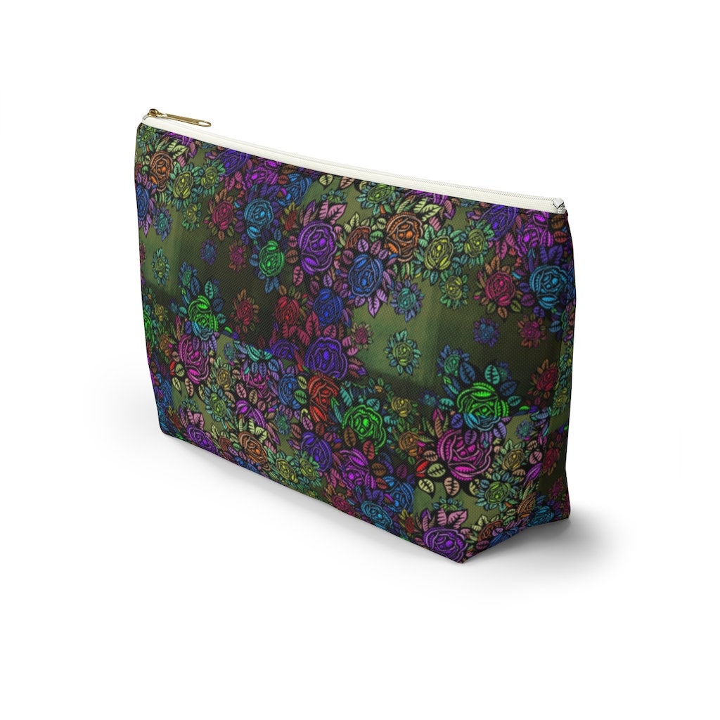 Bolsa cosmética de accesorios florales púrpura y verde | Etsy