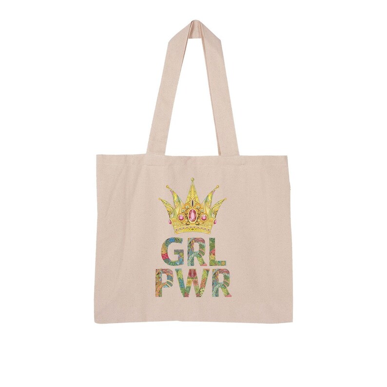 Girl Power Crown Large Organic Tote Bag