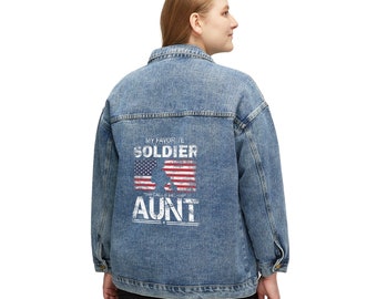 Mi soldado favorito me llama tía chaqueta vaquera militar para mujer