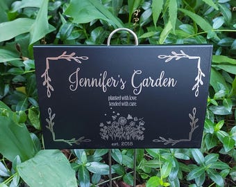 CUSTOM Your Design Large Laser Engraved Black Personalized Custom Garden Markers Stake 4 x 6