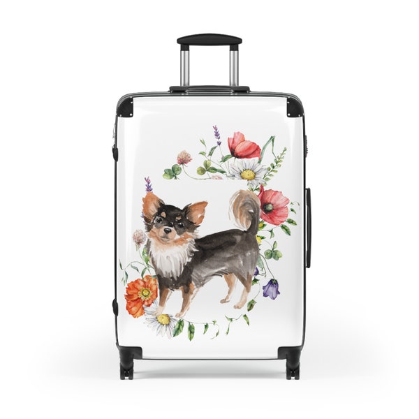 Black and Tan Longhaired Chihuahua Carryon, Medium or Large Hardcase Luggage