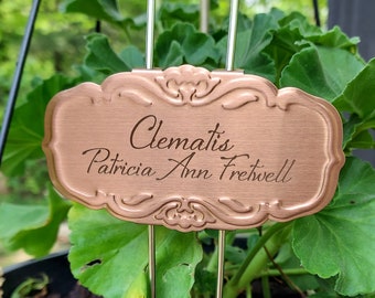 Custom Laser Engraved Copper Plant Markers Stakes Garden Accessories, Rose Marker