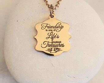 Friendship Life's Treasures Charm Rose Gold Necklace Laser Engraved