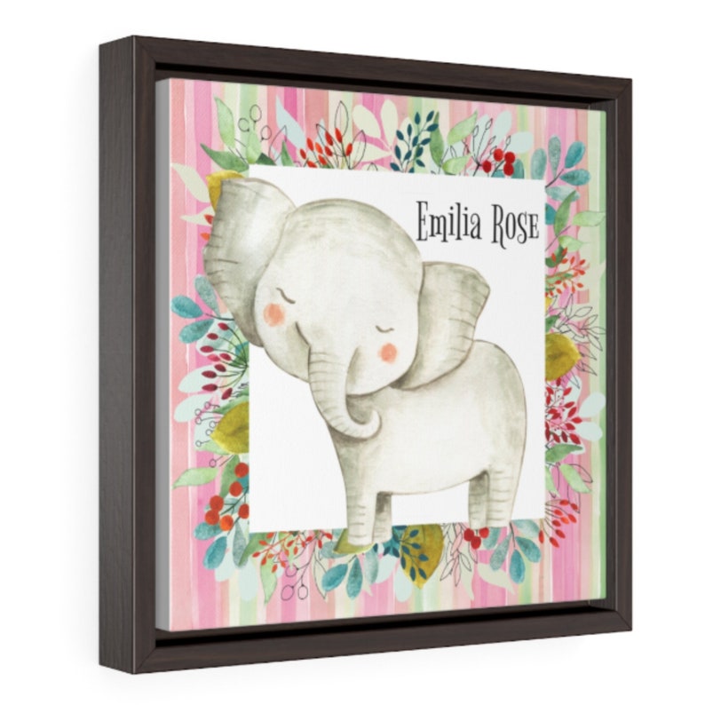 Giraffe Baby Shower Gift Lion Zebra Elephant Safari Animals Personalized Baby Girl Nursery Framed Canvas Art Print Hippo Daughter