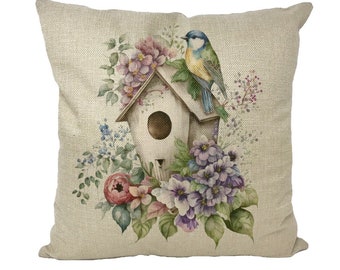 Fodera per cuscino floreale per casetta per uccelli