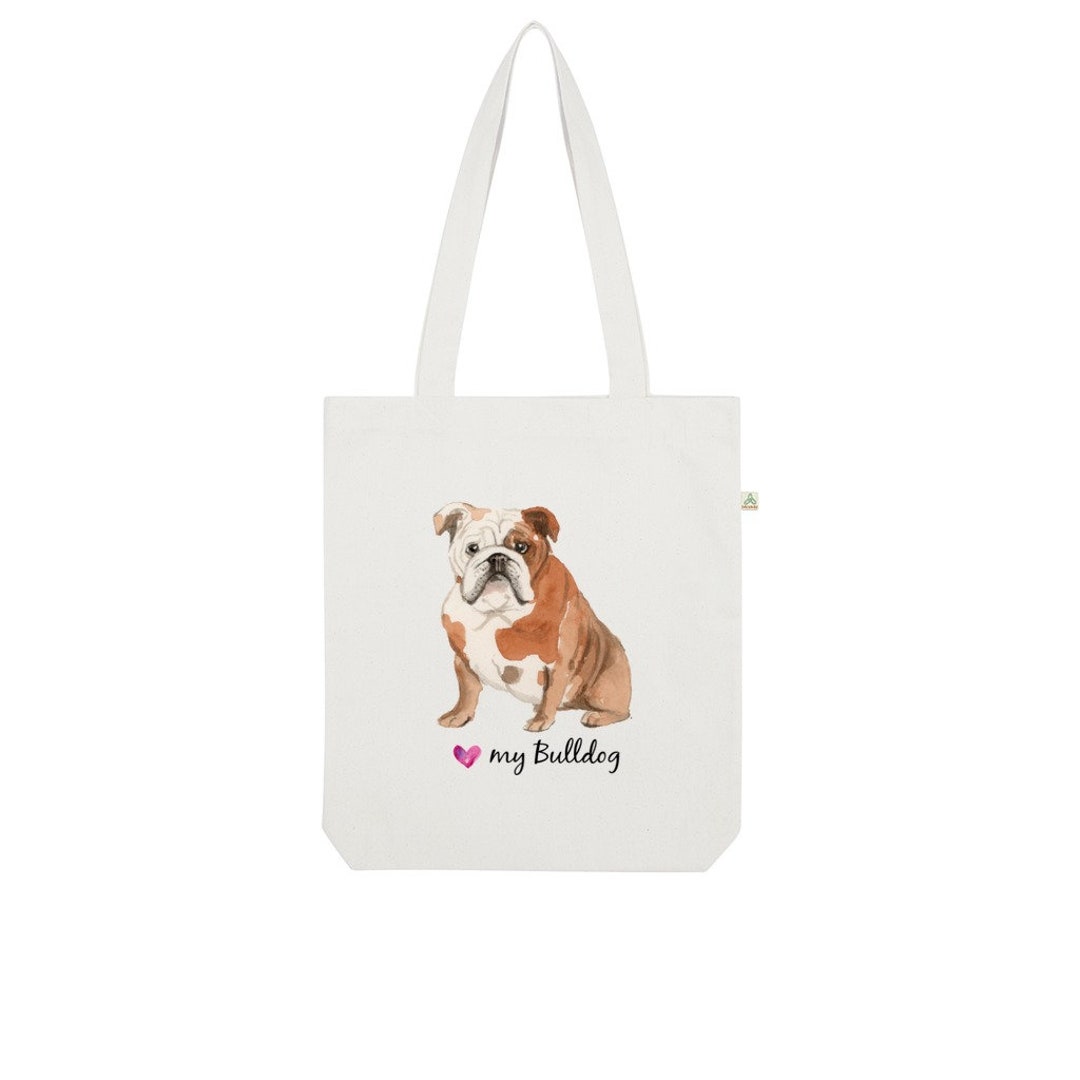 Love My English Bulldog Organic Tote Bag - Etsy