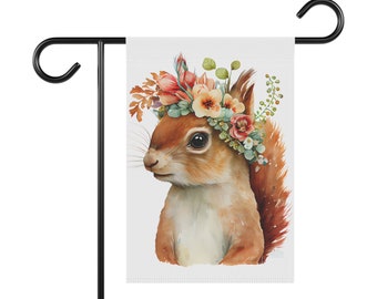 Cute Floral Squirrel Nature Garden & House Banner