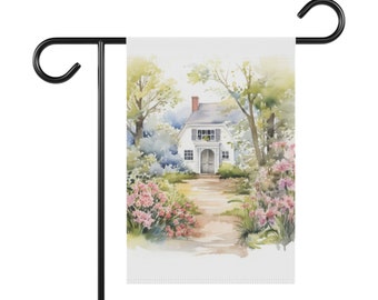 Cottage Scene Garden & House Banner