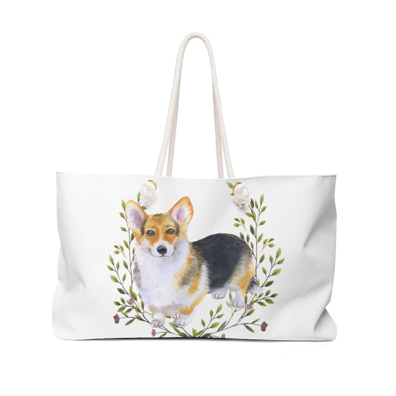 Cardigan Welsh Corgi Canvas Weekender Tote Bag Large Weekend Bag Dog Tote Bag for Dog Mom Cute Dog Gift for Dog Lovers