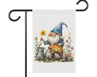 Flower Gardener Gnome Garden & House Banner, Garden Flag