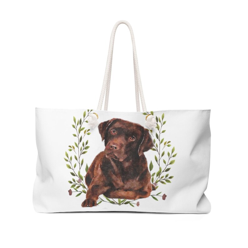 Chocolate Labrador Retriever Bag Canvas Weekender Tote Bag Large Weekend Bag Dog Tote Bag for Dog Mom Cute Dog Gift for Dog Lovers