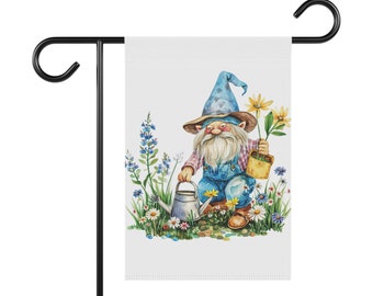 Flower Gardener Gnome Garden & House Banner, Garden Flag