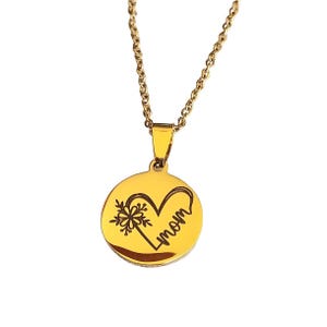 Mom Mother&#39;s Day Gold Charm Necklace Laser Engraved, Gift from Child Daughter Son Partner Husband