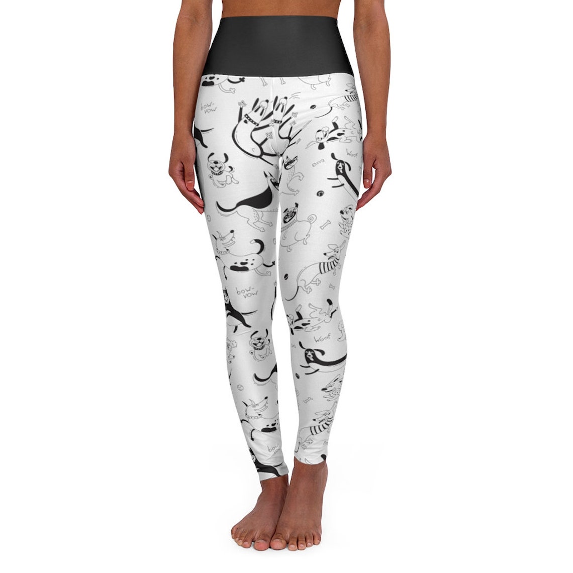 Lustige schwarzweiße Hunde High Waisted Yoga Leggings Etsy