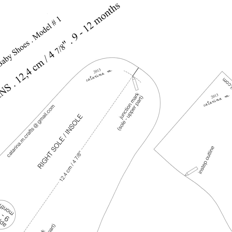PDF SEWING PATTERN Baby Shoe Model n.1 two variants Catarina M. English image 5