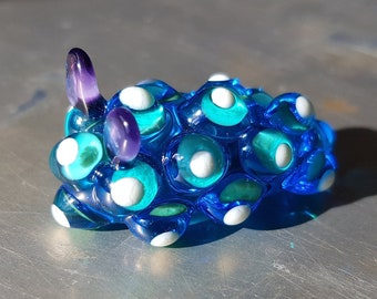 Double Spotted Glass Sea Slug Sculpture, cute handmade blown glass animal figurine