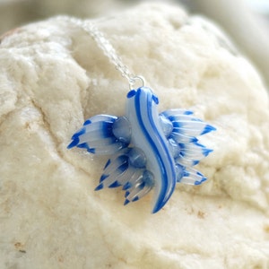 Glaucus Atlanticus Nudibranch Necklace, blue dragon sea slug totem image 3