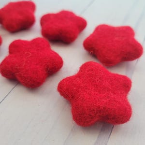 Red Felt Stars to Make Garland and Ornaments, Felted Star, Birthday Patriotic Celebration Bunting - Holiday Christmas Mantle Decor, Set of 6
