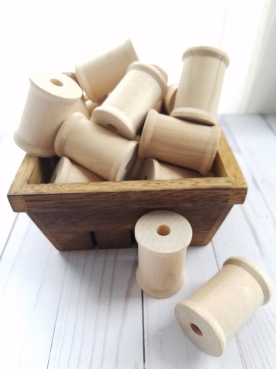Set of 5, 10 Unfinished Large Wooden Spools, 2 1/8 X 1 1/2, for Crafts,  Decoration 