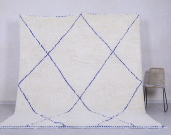 Moroccan rug hand knotted - Beni ourain rug - All wool berber rug - Custom rug - Handmade rug - Genuine lamb wool - Blue patterned rug