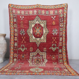 Red Moroccan wool rug 6x9 feet Tribal handmade Berber rug - Vintage geometric wool rug for boho rug - Vintage red Moroccan rug - Vintage rug