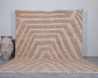 Moroccan rug hand knotted - Morocco handmade rug - Peach rug - Berber rug - Custom size rug- Beni ourain rug - Moroccan rug - Wool rug