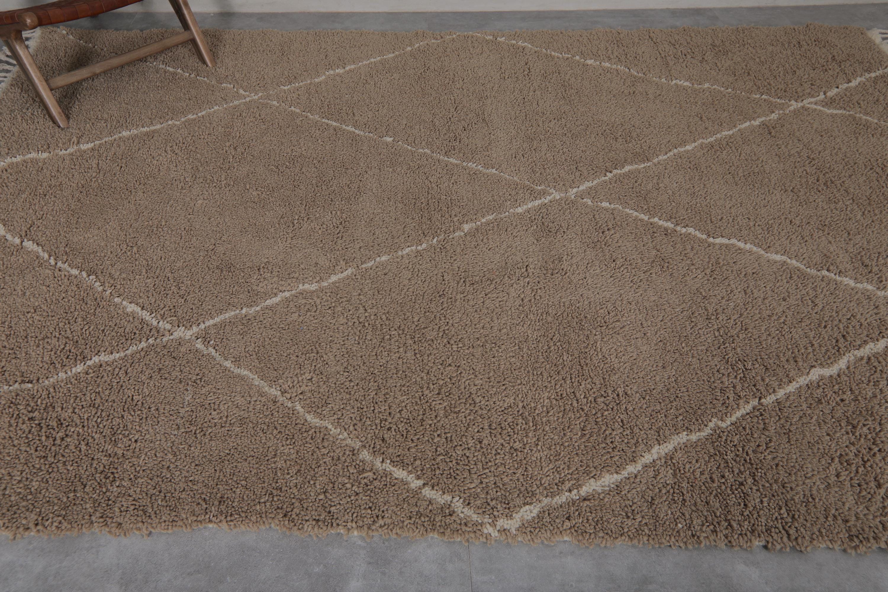 Moroccan Rug Beige Brown - Beni Ourain Rug Trellis - Hand Knotted ...