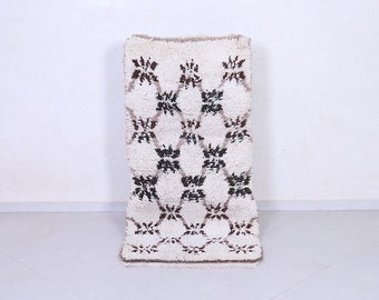 Beni ourain rug 2.7 x 5.8 feet vintage rug - handmade moroccan rug - white rug - berber rug - moroccan rug - wool rug - beni ourain rug