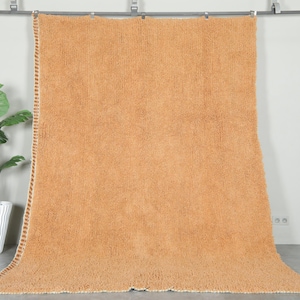 burnt orange moroccan rug 6.8 x 9.7 feet Handmade berber rug - Morocco rug - Hand knotted rug - Beni ourain rug - Minimalist rug - Wool rug