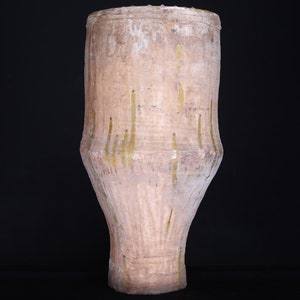 Antique moroccan terracotta water pot 10.6 inches w x 24.8 inches h - vintage earthenware - moroccan pottery - berber pottery