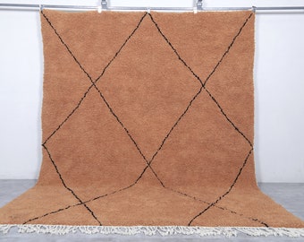 Moroccan rug Rust - Beni ourain rug Black Trellis - Wool Handmade rug - Genuine lamb wool - Morocco rug- Rust color rug - custom berber rug