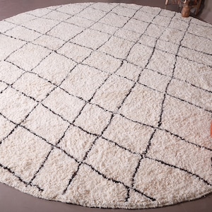 Moroccan Round rug - handmade round rug - berber round rug - custom round rug - wool round rug - custom round carpet - free shipping