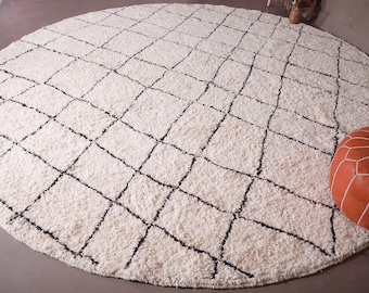 Moroccan Round rug - handmade round rug - berber round rug - custom round rug - wool round rug - custom round carpet - free shipping