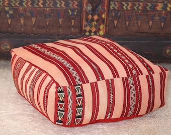 Pouf footstool to add culture to your home - Handmade Large Kilim Floor Pouf Cushion for Bohemian Decor & Moroccan Style