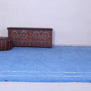 Moroccan rug Blue Berber rug Custom Moroccan rug Beni ourain rug Handmade rug Plain Wool rug Blue rug Moroccan area rug image 8