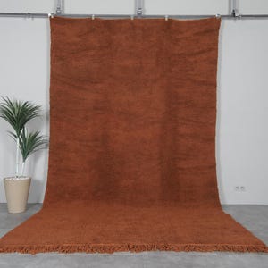 Terracotta moroccan rug 7.5 feet x 12.7 feet Handmade beni ourain rug - moroccan wool rug - living room rug - hand knotted rug - berber rug