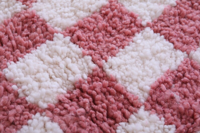 Moroccan Rug Pink Checkered Pink Rug Pink Checkered Carpet Etsy