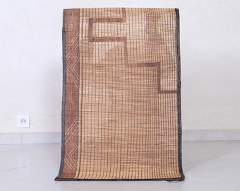 Small african tuareg mat 1.9 x 3.4 feet nomad rug reed -  sahara rug - vintage tuareg rug - reed rug - old rug - mauritanian mat