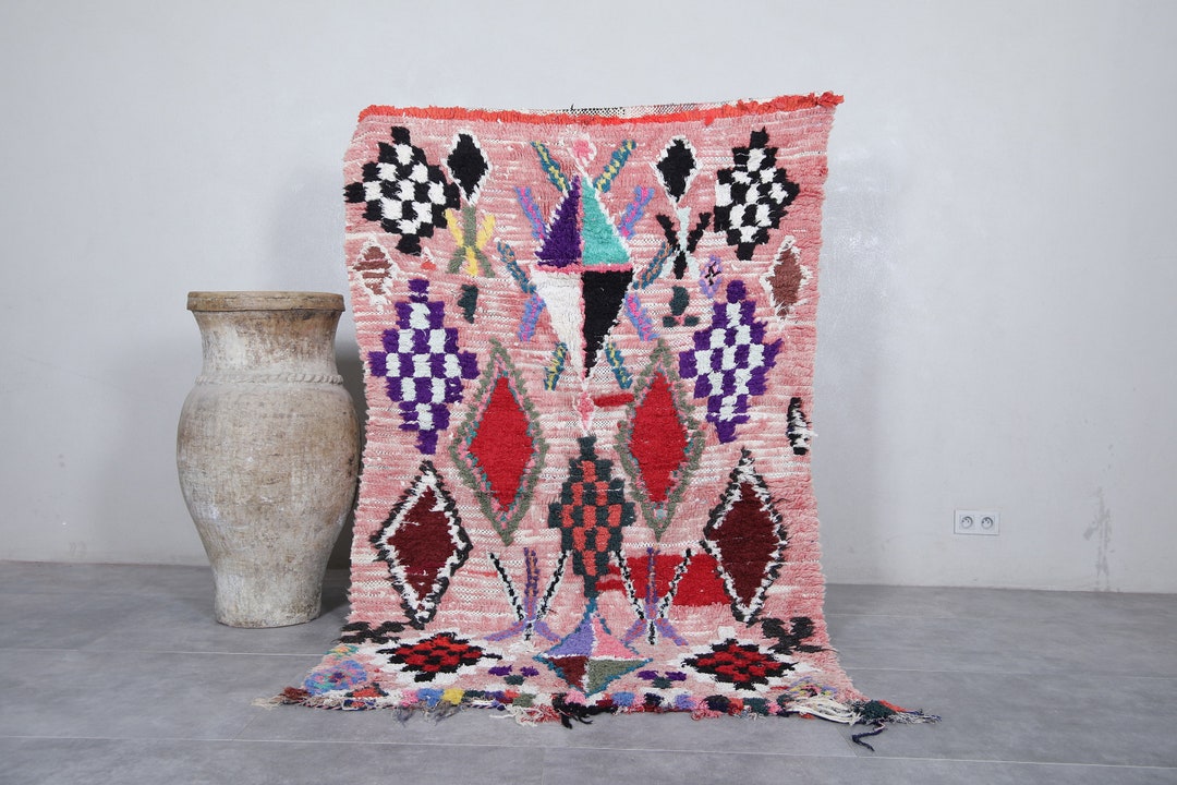 Contemporary Moroccan Rug 4.2 X 7 Feet Tribal Berber Rug Vintage