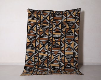 Bold African mudcloth rug 5x7 feet - Vintage handmade earth-toned kilim rug - Geometric tribal Boho wool rug - 100% handmade