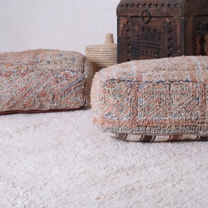 Bohemian pillow Ottoman Pouf 24 x 24 INCHES square Pouf Ottoman - Vintage berber pouf - Moroccan pouf ottoman -Set of 2 pouf
