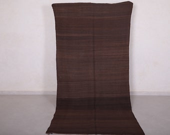 Moroccan Brown blanket 4.2 x 9.2 Feet Solid blanket - Vintage Berber rug - Moroccan blanket - Long Kilim rug - Flat woven rug - Morocco rug