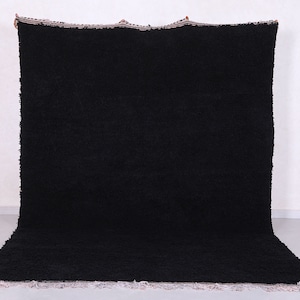 Moroccan black rug - Solid black rug - Plain black rug - Wool berber rug - Beni ourain rug - Custom rug - Handmade rug - Moroccan area rug