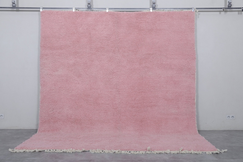 Moroccan rug millennial pink - Solid rug - Moroccan plain rug - Handmade rug - Beni ourain rug - Moroccan area rug - Morocco rug image 1