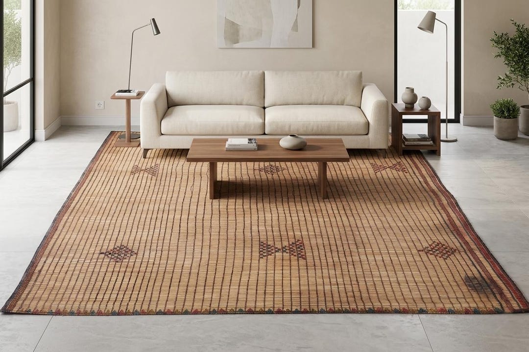 Mauritanian Mat 6.1 X 8.1 Feet Reed Old Rug - Mauritanian Carpet - Hand ...