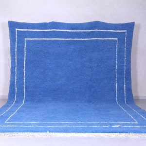 Moroccan rug blue - Berber rug - Custom moroccan rug - Beni ourain rug - Handmade rug - Plain wool rug - Blue rug - Moroccan area rug