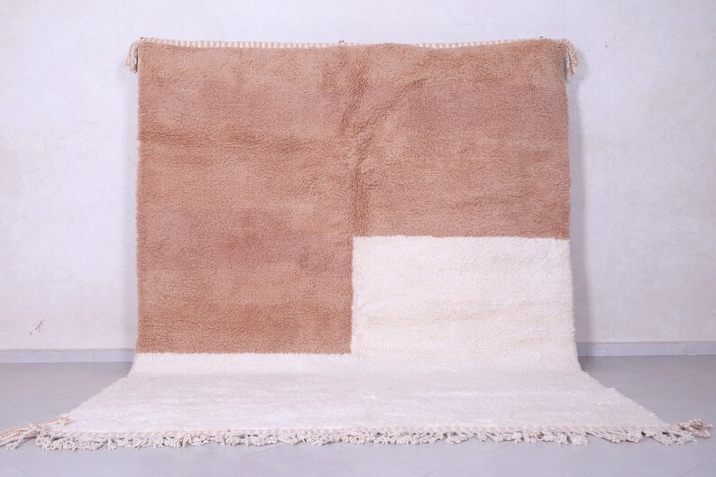 Moroccan peach rug - Wool peach rug - Handmade peach rug - Wool berber rug - Beni ourain rug - Custom rug - Handmade rug - Moroccan area rug image 1