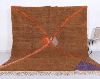 Moroccan rug brown - Beni ourain rug - Wool berber rug - Custom rug - Handmade rug - Brown rug - Free shipping - Moroccan brown rug