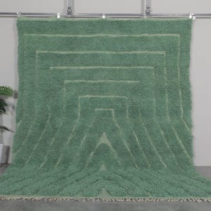 Moroccan rug green - Handmade rug - Moroccan berber rug - Beni ourain rug - Morocco rug - Moroccan area rug - Custom green rug - Wool rug