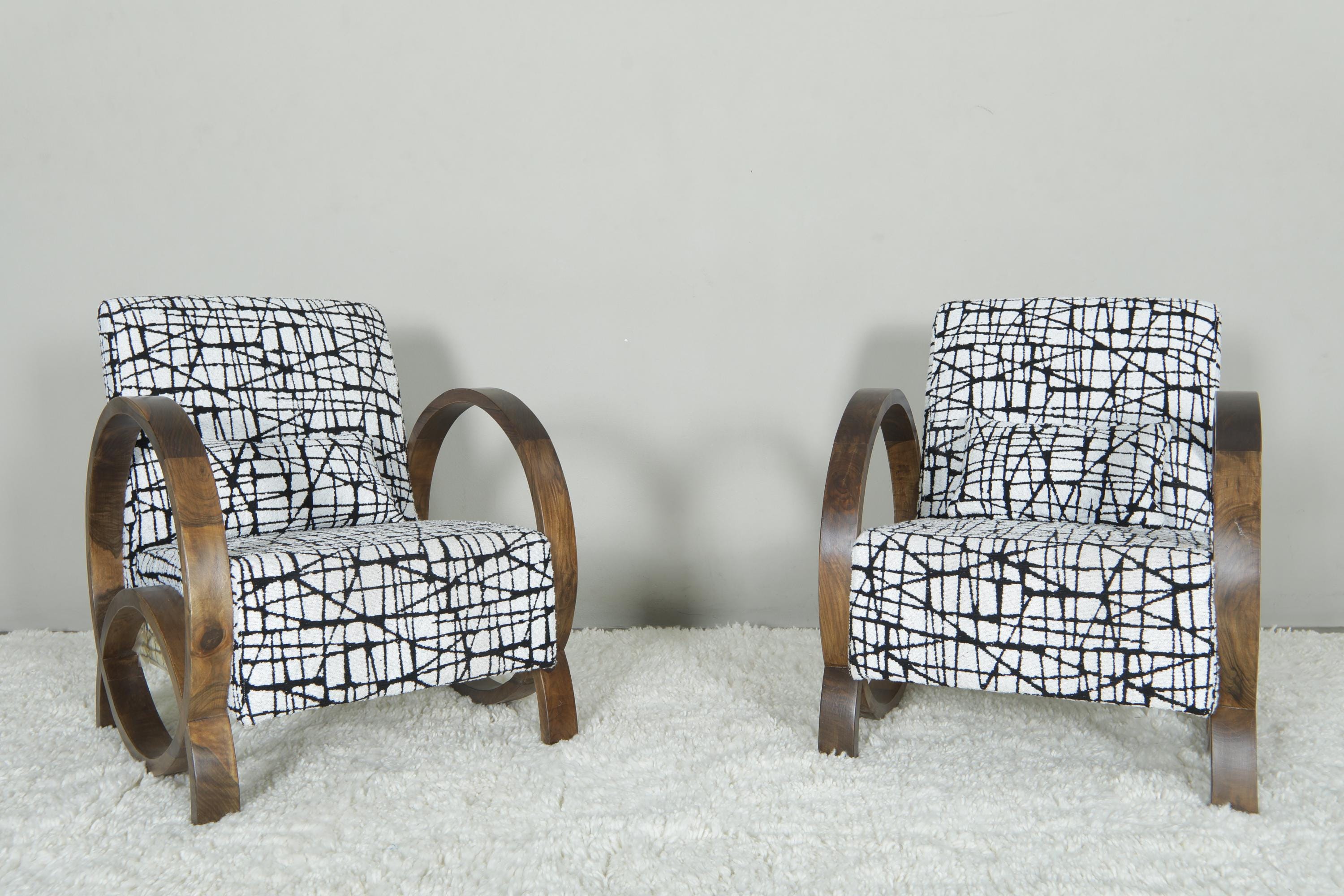 Moroccan lounge Armchair - Designer lounge chair with black & white upholstery - Handmade luxury seating chair - Moroccan bench